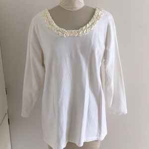 Ribbon scoop collar sweatshirt L/S top